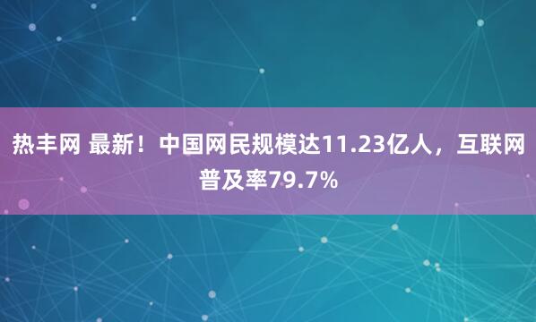 热丰网 最新！中国网民规模达11.23亿人，互联网普及率79.7%