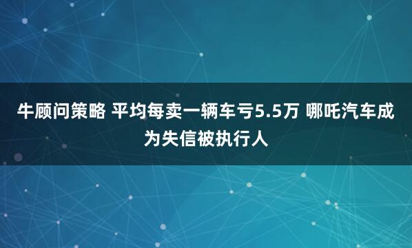 牛顾问策略 平均每卖一辆车亏5.5万 哪吒汽车成为失信被执行人