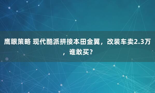 鹰眼策略 现代酷派拼接本田金翼，改装车卖2.3万，谁敢买？